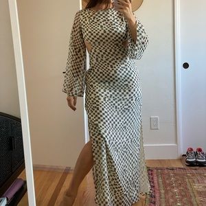 Nasty Gal Trippy checkered maxi backless dress NWT
